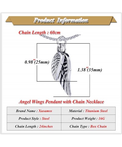 Punk Jewelry Titanium Steel Angel Wings Pendant Necklace 316LL Steel Wings $7.67 Necklaces