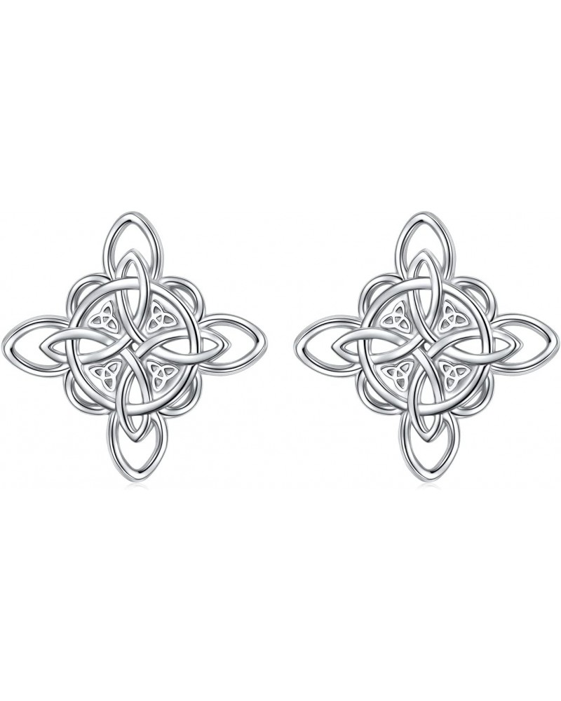 925 Sterling Silver Good Luck Irish Jewelry Celtic Triquetra Trinity Witches Knot Stud Earrings for Women Teen Girls Birthday...