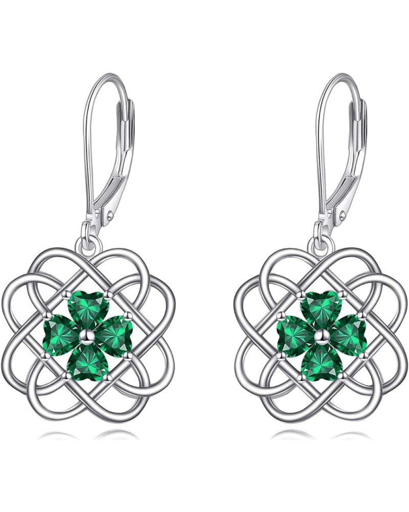 Celtic Knot Earrings Irish Jewelry Sterling Silver Clover Shamrock Peace Sign Dangle Drop Leverback Earrings Irish Gifts for ...