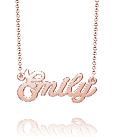 Name Necklace Personalized Nameplate Name Tag Necklace Stainless Steel-Silver/Gold/Rose Gold Plated Rose Gold Emily $9.17 Nec...