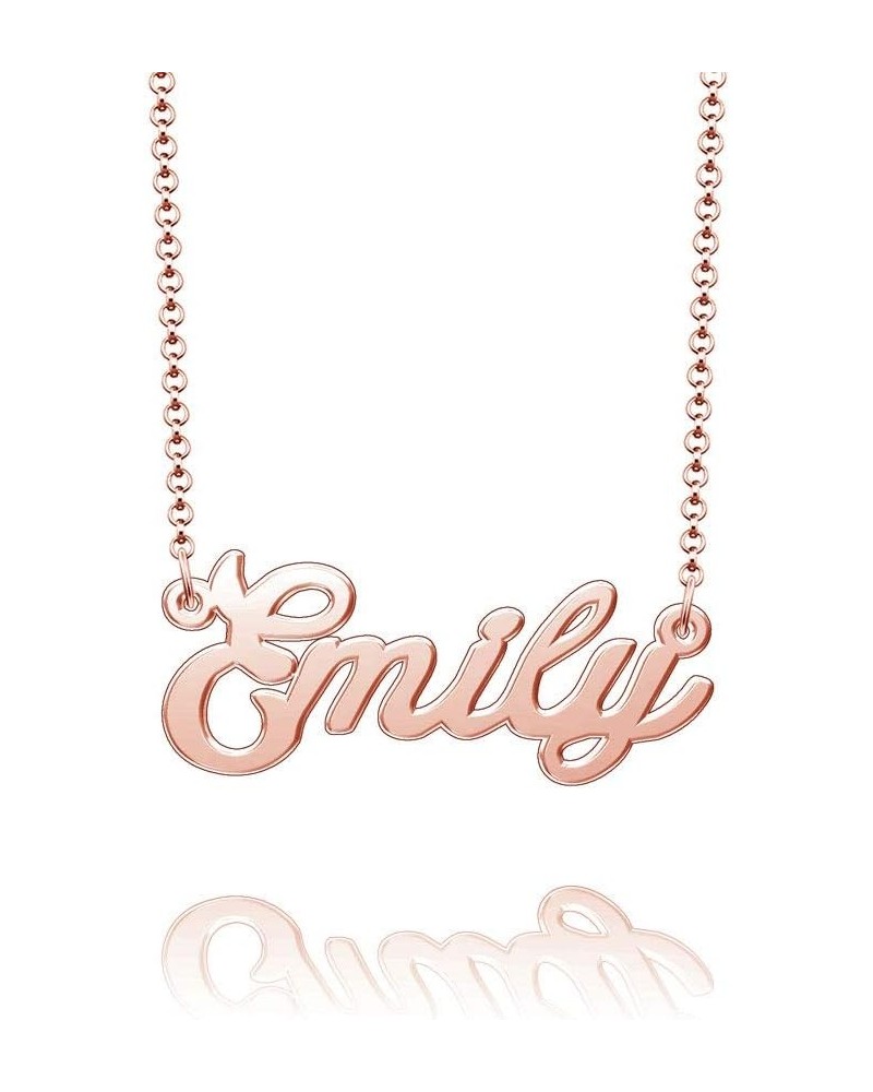 Name Necklace Personalized Nameplate Name Tag Necklace Stainless Steel-Silver/Gold/Rose Gold Plated Rose Gold Emily $9.17 Nec...