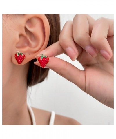 Red Strawberry Earrings 3D Simulation Strawberry Drop Dangle Earrings for Women Girls Cute Acrylic Fruit Earrings Resin Straw...