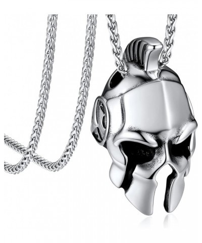 Mens Necklace Stainless Steel Retro Style Pendant Necklace Knights Templar Cross/Spartan Helmet Pendant for Men Women -with 2...