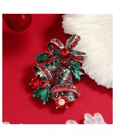 Xmas Gifts Brooch Pin For Women Christmas Brooch Bell Style Silver White Inlaid Rhinestone Style Girls Men Wear Daughter Broo...