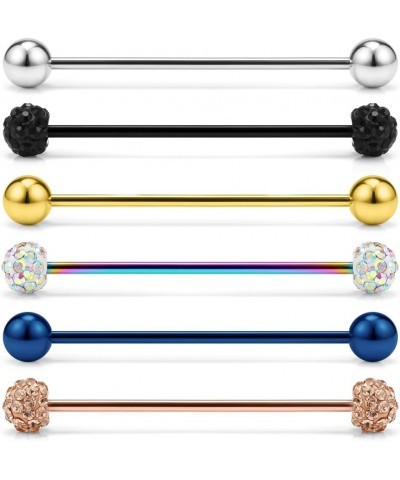 14G Stainless Steel Industrial Barbell Earring Cartilage Body Piercing Jewelry 1 1/2 Inch(38mm) 6PCS - Mix Color $7.27 Body J...