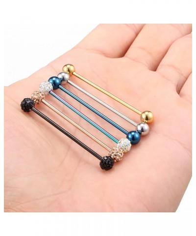 14G Stainless Steel Industrial Barbell Earring Cartilage Body Piercing Jewelry 1 1/2 Inch(38mm) 6PCS - Mix Color $7.27 Body J...