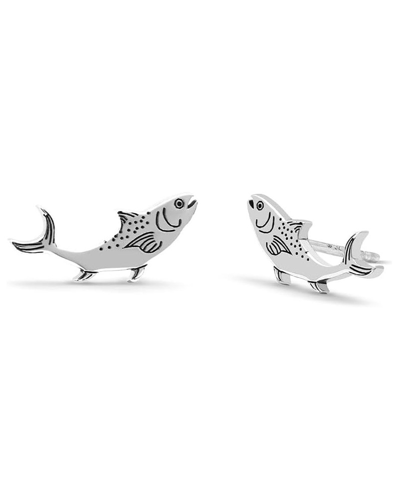 Jewelry Sterling Silver Salmon Fish Stud Earrings $12.74 Earrings