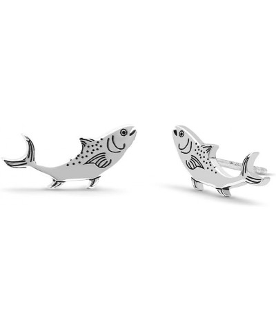 Jewelry Sterling Silver Salmon Fish Stud Earrings $12.74 Earrings