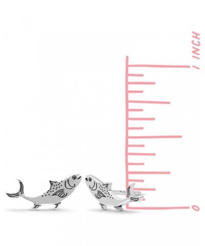 Jewelry Sterling Silver Salmon Fish Stud Earrings $12.74 Earrings