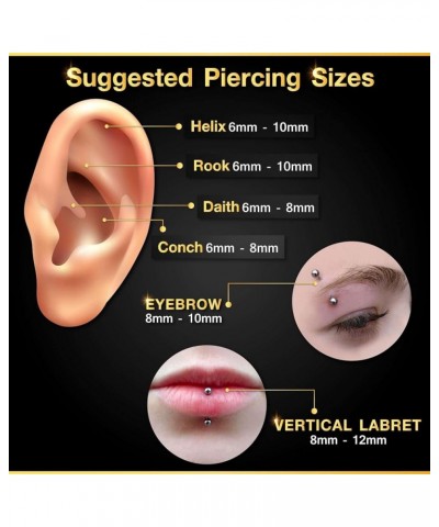 Surgical Steel Curved Barbell Ring 16g 5/16 8mm 3mm Ferido Ball Helix Earring Eyebrow Piercing Jewelry Choose Colors and Size...