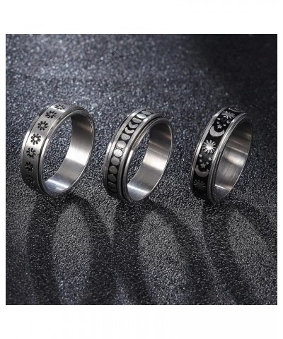 Stainless Steel Fidget Rings for Women Mens Spinner Rings Flower Moon Star Cool Anxiety Rings Stress Relieving Wedding Promis...