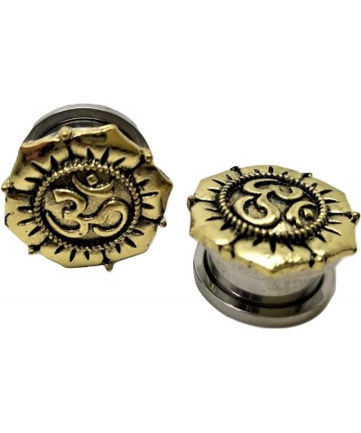 Stainless Steel Ohm (Om) Symbol Ear Plugs - Screw-On Gauges - 7 Sizes - Pair - New! 5/8" (16mm) $10.23 Body Jewelry