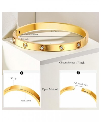 Gold Bracelets for Women,2PCS 14K Gold Plated Friendship Bracelets Bangle Cubic Zirconia Love Jewelry Christmas Gifts for Wom...