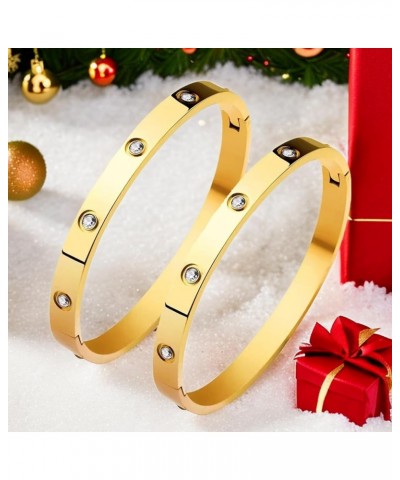 Gold Bracelets for Women,2PCS 14K Gold Plated Friendship Bracelets Bangle Cubic Zirconia Love Jewelry Christmas Gifts for Wom...