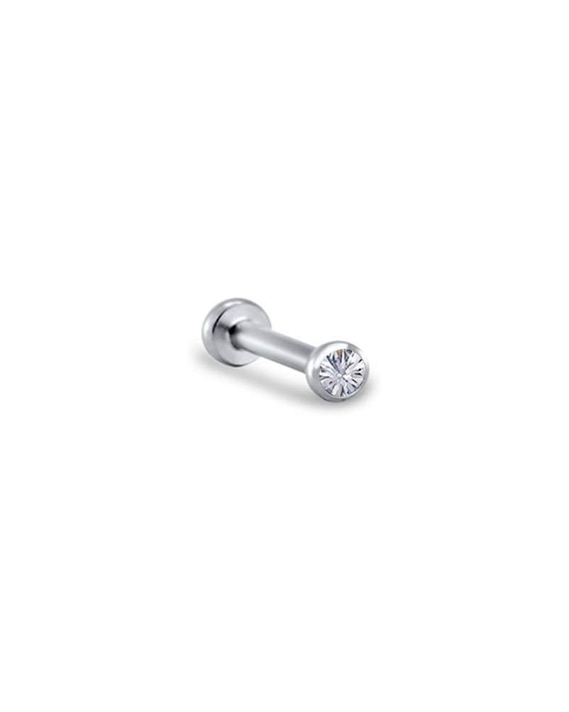 316L Stainless Steel Labret Nose Ring Stud Titanium Push Pin Threadless Post 3/16, 1/4, 9/32, 5/16 Stone 18G 2.5mm Stone - 1/...