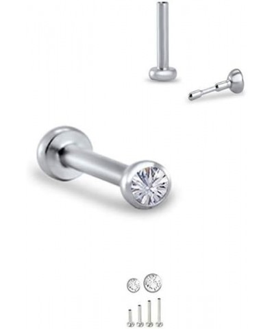 316L Stainless Steel Labret Nose Ring Stud Titanium Push Pin Threadless Post 3/16, 1/4, 9/32, 5/16 Stone 18G 2.5mm Stone - 1/...