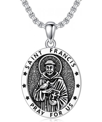 S925 Sterling Silver Saint Necklace St Michael/St Christopher/St Benedict/Virgin Mary/St Joseph/Jesus/St Patrick/St Francis/S...