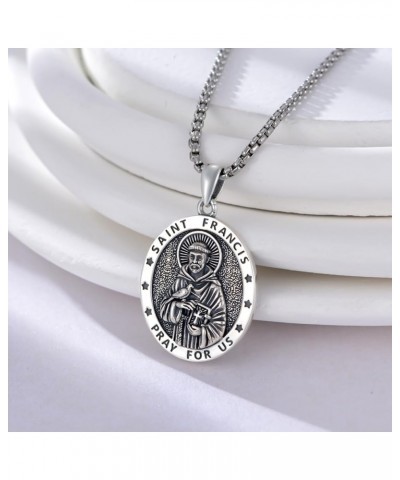 S925 Sterling Silver Saint Necklace St Michael/St Christopher/St Benedict/Virgin Mary/St Joseph/Jesus/St Patrick/St Francis/S...