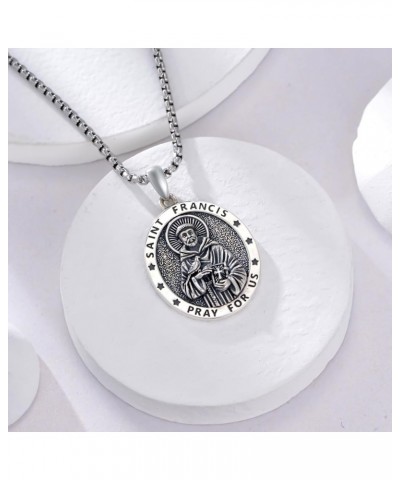 S925 Sterling Silver Saint Necklace St Michael/St Christopher/St Benedict/Virgin Mary/St Joseph/Jesus/St Patrick/St Francis/S...