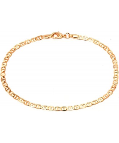 Gold Anklet for Women Flat Mariner Anklet 18K Gold Plated Flat Marina Link Anklet for Women - Made In Brazil 9.0 Inches $10.7...