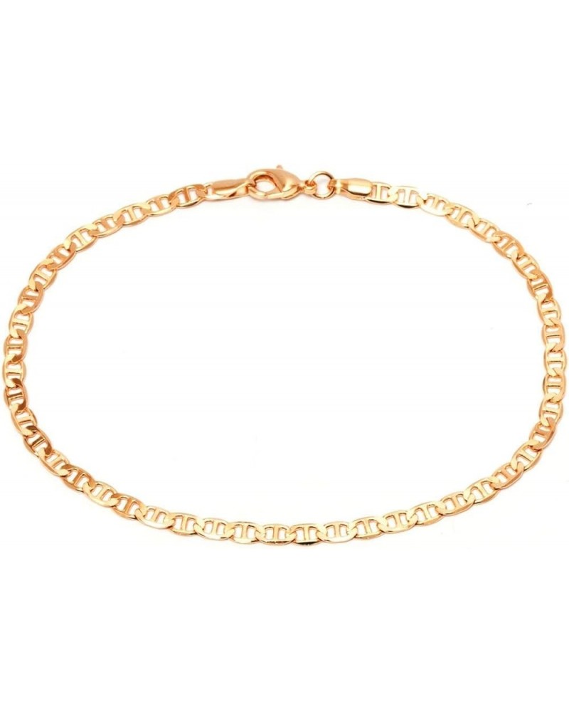 Gold Anklet for Women Flat Mariner Anklet 18K Gold Plated Flat Marina Link Anklet for Women - Made In Brazil 9.0 Inches $10.7...