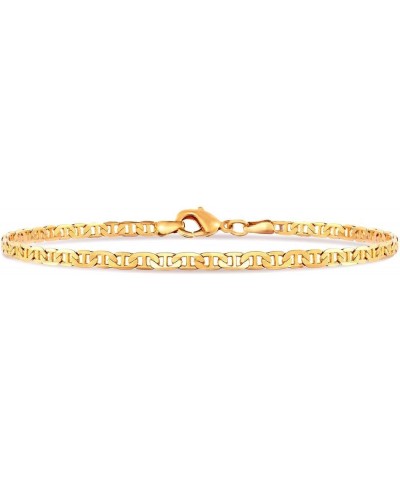 Gold Anklet for Women Flat Mariner Anklet 18K Gold Plated Flat Marina Link Anklet for Women - Made In Brazil 9.0 Inches $10.7...