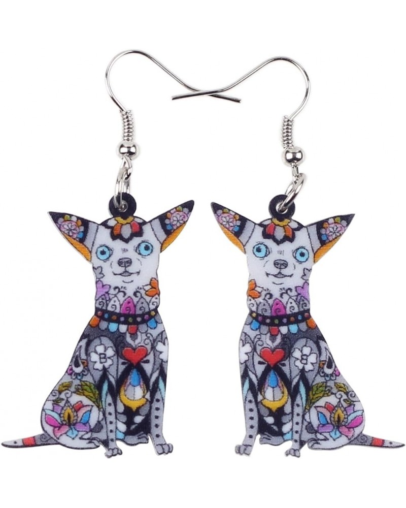 Dog Collection "FIFI" Drop Dangle Chihuahuas Pets Animal Earrings Funny Design Lovely Gift For Girl Women Grey $6.50 Earrings