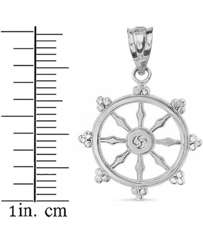 14k White Gold Dharma Wheel Buddhism Symbol Dharmachakra Necklace 18.0 Inches $95.69 Necklaces