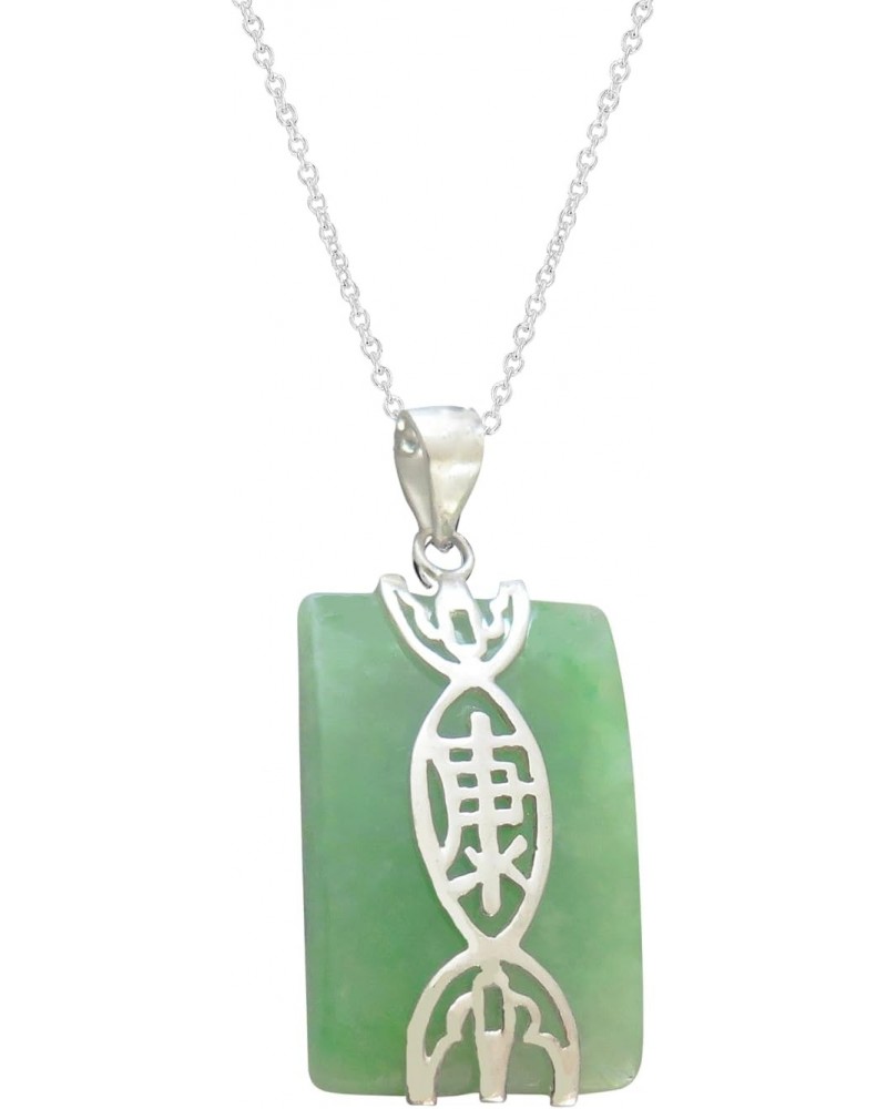 Lucky Genuine Grade A Natural Jade & 925 Sterling Silver Good Health Pendant $38.93 Necklaces