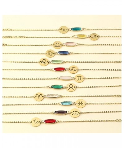 14k Gold Plated Zodiac Birthstone Bracelet, Horoscope Sign Charm Link Bracelet for Women Girls' Birthday Gift Leo-Jul. $10.79...