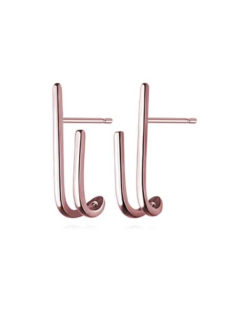 Solid 925 Sterling Silver Bar Huggie Stud Earrings Hoops for Women Girls Bar Stud Earrings F-Rose $8.50 Earrings