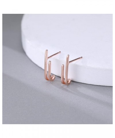 Solid 925 Sterling Silver Bar Huggie Stud Earrings Hoops for Women Girls Bar Stud Earrings F-Rose $8.50 Earrings