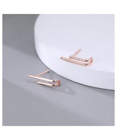 Solid 925 Sterling Silver Bar Huggie Stud Earrings Hoops for Women Girls Bar Stud Earrings F-Rose $8.50 Earrings