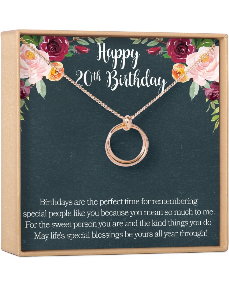 20th Birthday Gift Necklace: Birthday Gift, Jewelry Gift for Her, 2 Linked Circles (Rose-Gold-Plated-Brass, NA) $21.50 Necklaces