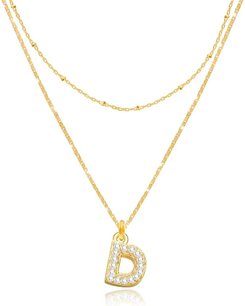 Ninejuize 14K Gold Plated Necklace for Women Initial Necklaces A-Z Letter Necklace Rhinestone Layering Necklaces D $6.95 Neck...