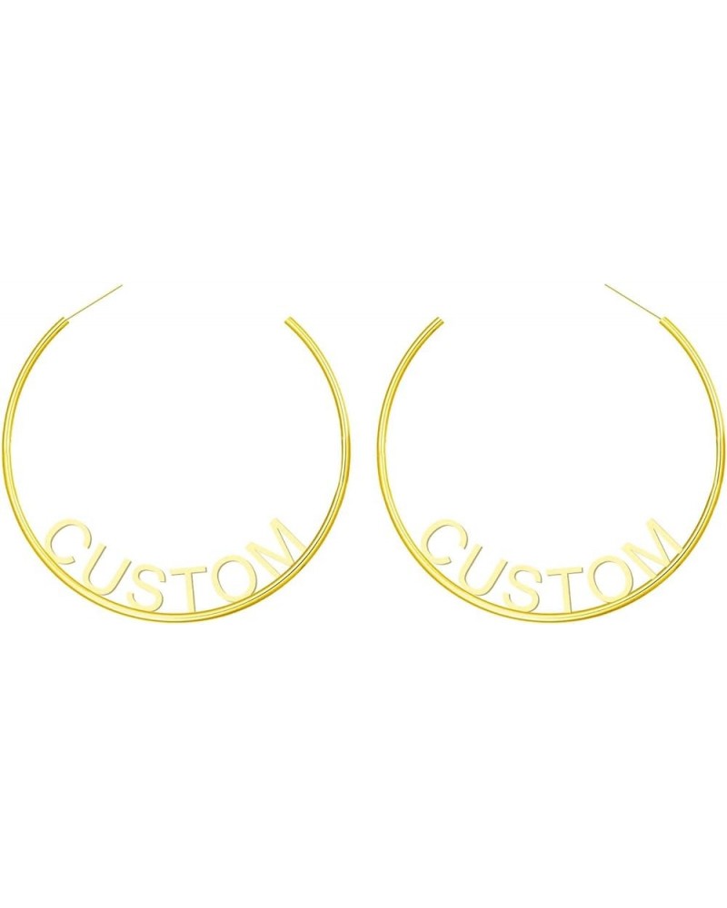 Custom Name Hoop Earrings Silver Hoops Personalized 18K Gold Plated Rose Gold Plated Personalized Big Hoop Earrings Custom Na...