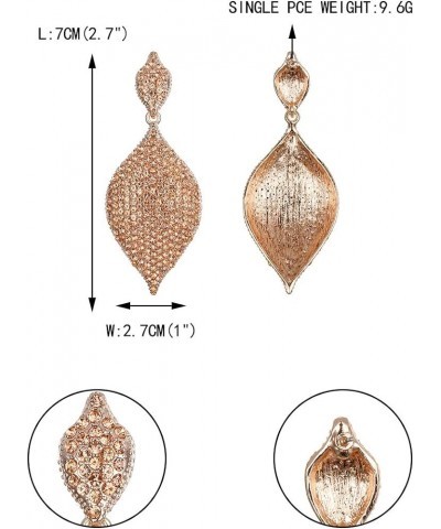 Women's Bridal Wedding Jewelry Austrian Crystal Rhombus Leaf Drop Pierced Dangle Earrings Champagne Rose Gold-Tone $11.75 Ear...