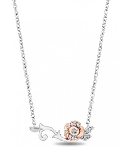 Enchanted Disney Fine Jewelry 14K Rose Gold over Sterling Silver with 1/10 Cttw Diamond Belle Necklace $96.00 Necklaces