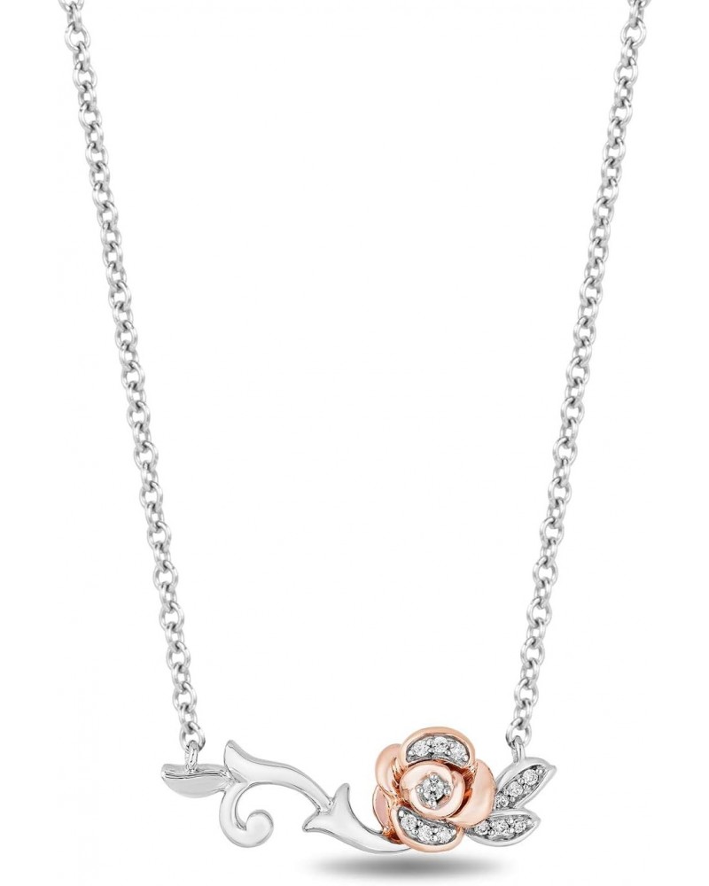 Enchanted Disney Fine Jewelry 14K Rose Gold over Sterling Silver with 1/10 Cttw Diamond Belle Necklace $96.00 Necklaces