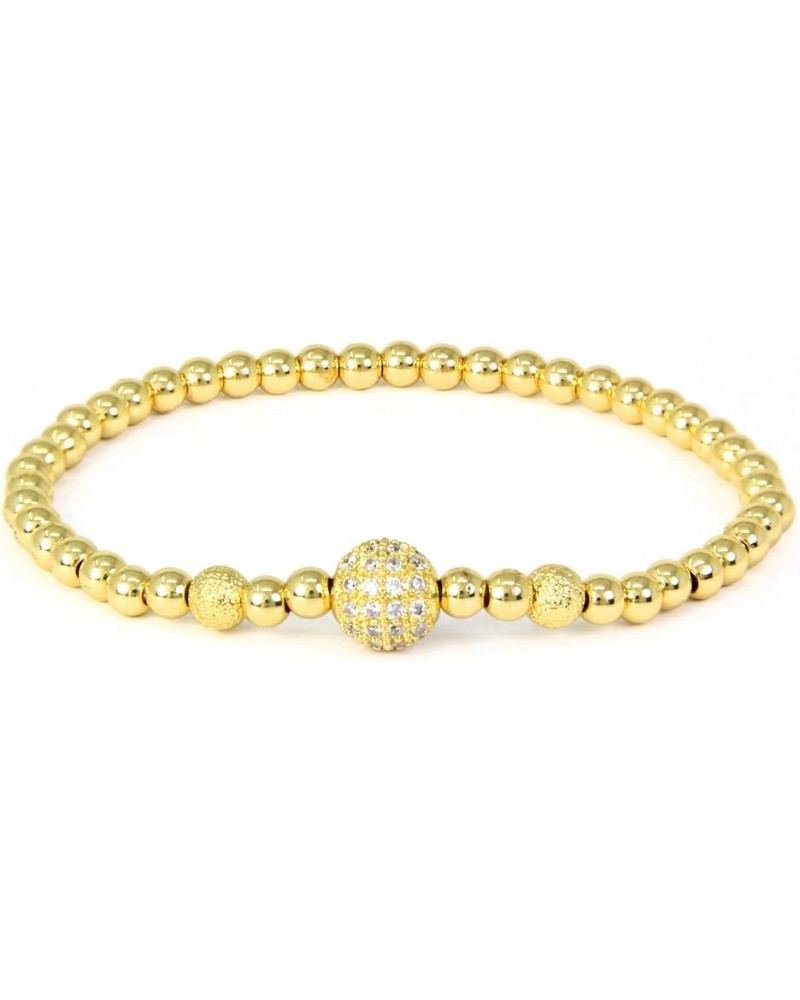 by you Women Teen Girls Stainless Steel Fashion Design Charm Rhinestone Gold Silver Bead Ball Stretchable Elastic Bracelets M...