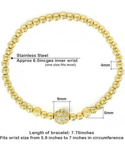 by you Women Teen Girls Stainless Steel Fashion Design Charm Rhinestone Gold Silver Bead Ball Stretchable Elastic Bracelets M...