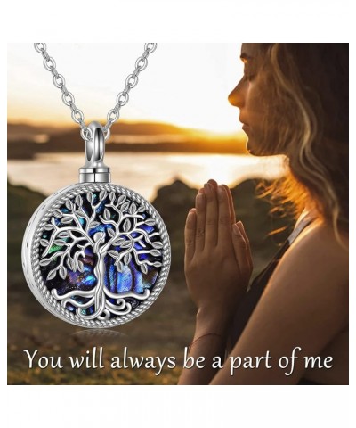 Urn Necklace for Ashes 925 Sterling Silver Tree of Life Cremation Jewelry for Ashes Abalone Shell Opal Memory Jewelry for Wom...