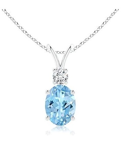 Natural Aquamarine Solitaire Pendant Necklace for Women, Girls in 14K Solid Gold/Platinum/Sterling Silver | March Birthstone ...