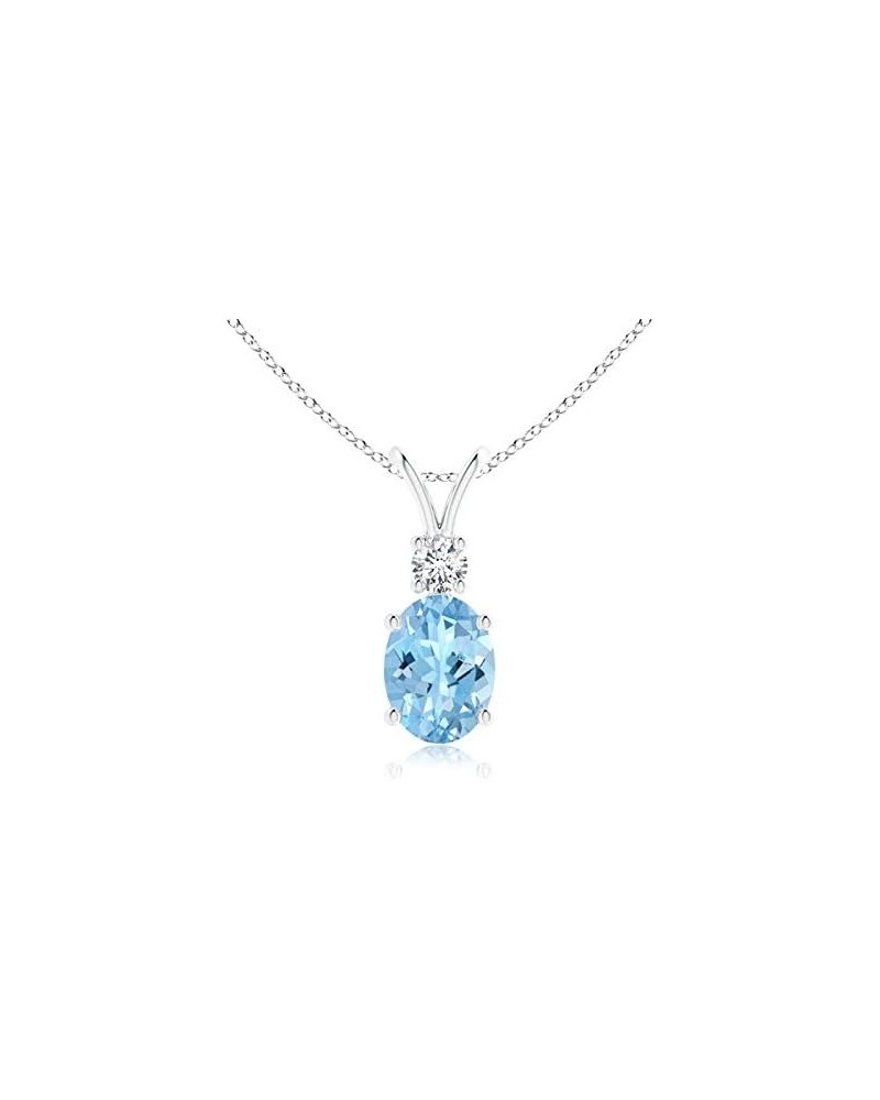 Natural Aquamarine Solitaire Pendant Necklace for Women, Girls in 14K Solid Gold/Platinum/Sterling Silver | March Birthstone ...