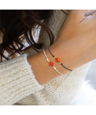 2pcs Carnelian Crystal Bracelet Handmade Natural Healing Gemstone Bracelet with Wish Cards Adjustable Braided Beaded Bracelet...