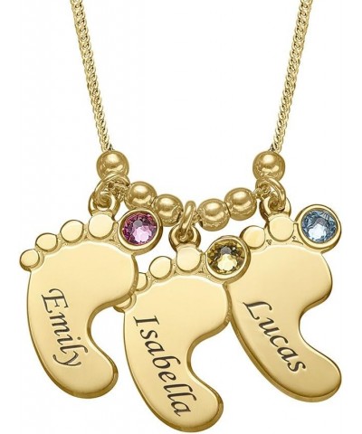 MYKA - Personalized Engraved Baby Feet Charms Name Necklace With Crystals/Diamond - Up to 5 Charms & Engravings - Custom Insc...