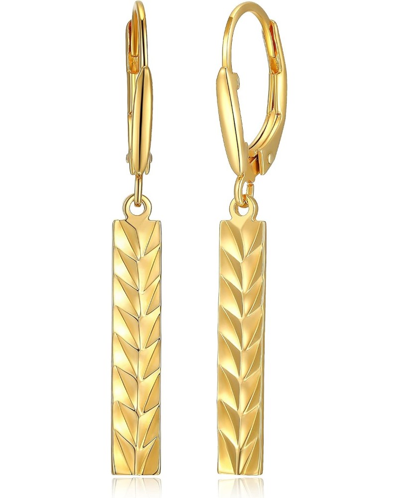 18k Yellow Gold Plated 925 Sterling Silver Geometric Pattern Vertical Bar Drop Earrings $13.50 Earrings