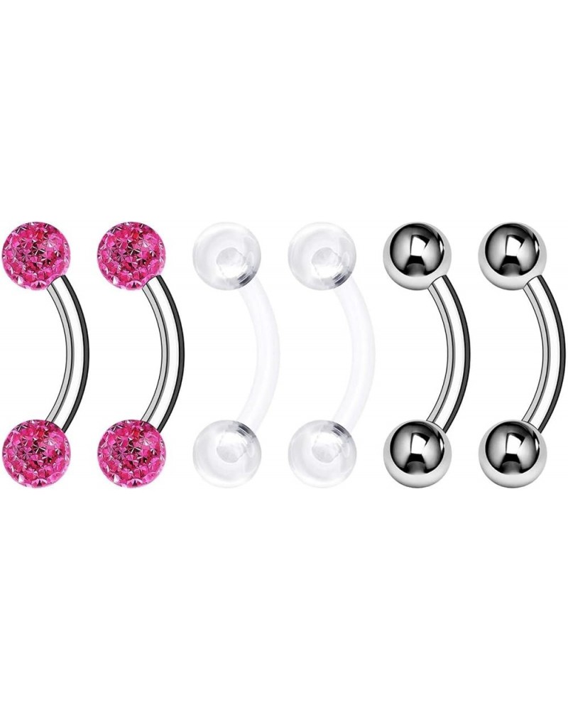 Surgical Steel Curved Barbell Ring 16g 5/16 8mm 3mm Ferido Ball Helix Earring Eyebrow Piercing Jewelry Choose Colors and Size...