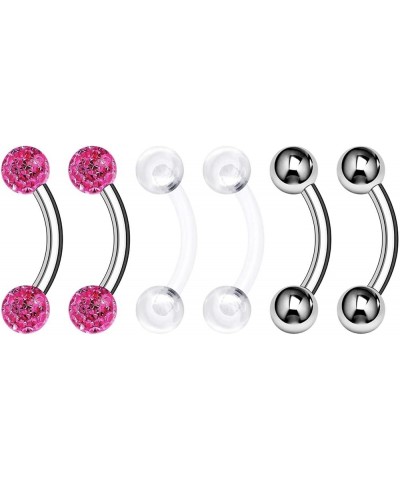 Surgical Steel Curved Barbell Ring 16g 5/16 8mm 3mm Ferido Ball Helix Earring Eyebrow Piercing Jewelry Choose Colors and Size...