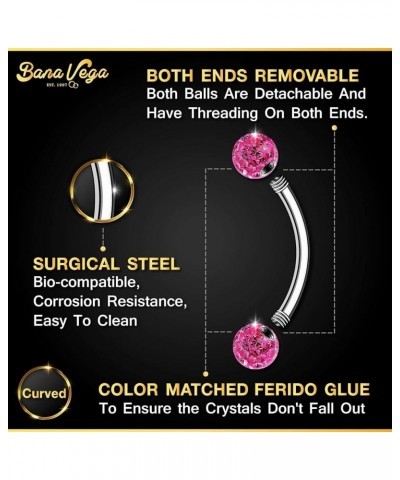 Surgical Steel Curved Barbell Ring 16g 5/16 8mm 3mm Ferido Ball Helix Earring Eyebrow Piercing Jewelry Choose Colors and Size...